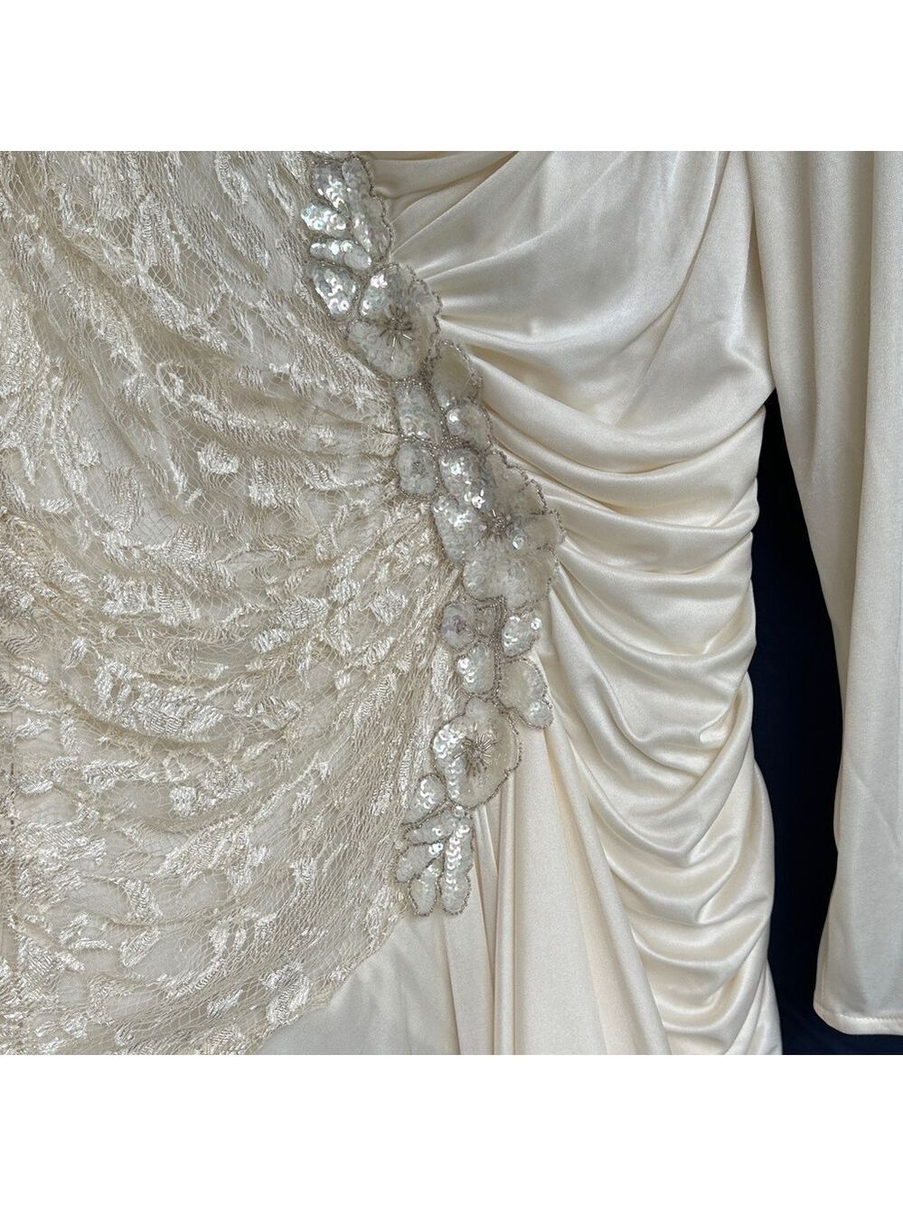 Filigree Ltd Vintage Elegant Ivory Draped Long Sleeve Special Occasion Dress 18W - Picture 8 of 17